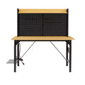 24 In. W Adjustable Workbench, Heavy Duty Wood Desktop Workbench with Wheels, Rolling Workbench with USB Outlet, Hooks