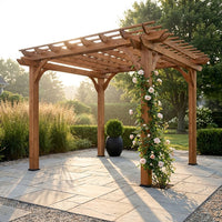 10 Ft. X 10 Ft. Traditional All Cedar Wood Outdoor Patio Pergola Shade Structure — Studio Shot