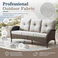 Outdoor Patio Furniture Set Built for Year-Round Use, Fire Pit Table, Rattan Wicker, Weather-Resistant Fabric