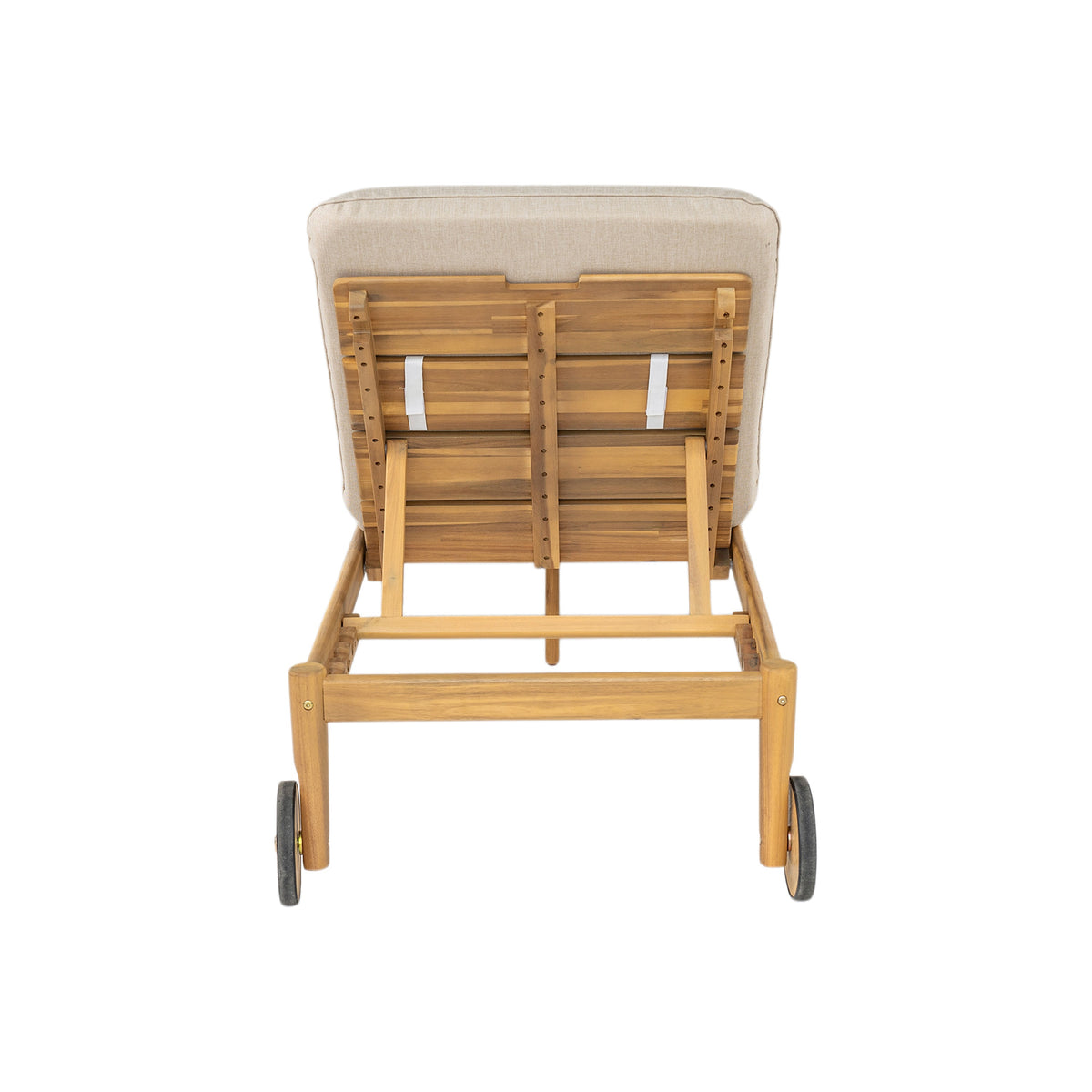 Riviera Outdoor Chaise Lounge with Wheels, Acacia Wood Frame (Set of 2)