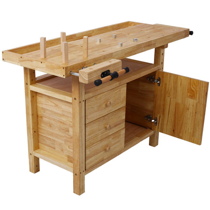 Wood Workbench with 4 Bar Clamps - Rubberwood - Garage & Home