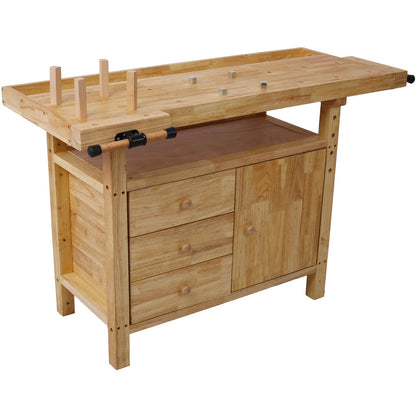 Wood Workbench with 4 Bar Clamps - Rubberwood - Garage & Home