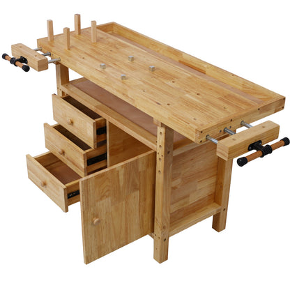 Wood Workbench with 4 Bar Clamps - Rubberwood - Garage & Home