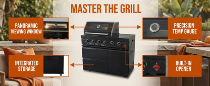 46-Inch Stainless Steel Outdoor BBQ Grill with Soft-Close Drawers - Black