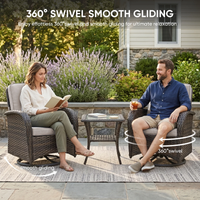 Outdoor Patio Furniture Set Built for Year-Round Use, Fire Pit Table, Rattan Wicker, Weather-Resistant Fabric