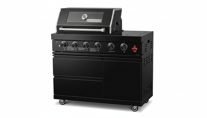 46-Inch Stainless Steel Outdoor BBQ Grill with Soft-Close Drawers - Black