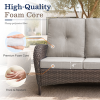 Outdoor Patio Furniture Set Built for Year-Round Use, Fire Pit Table, Rattan Wicker, Weather-Resistant Fabric