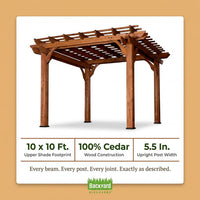 10 Ft. X 10 Ft. Traditional All Cedar Wood Outdoor Patio Pergola Shade Structure — Results & Stats