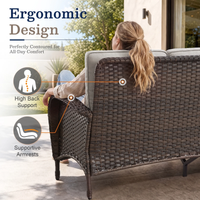 Outdoor Patio Furniture Set Built for Year-Round Use, Fire Pit Table, Rattan Wicker, Weather-Resistant Fabric