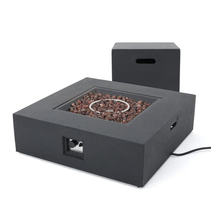 Outdoor 50000 BTU Propane Fire Pit, Dark Grey, with Tank Holder