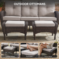 Outdoor Patio Furniture Set Built for Year-Round Use, Fire Pit Table, Rattan Wicker, Weather-Resistant Fabric