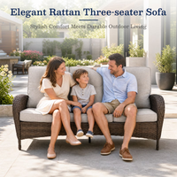 Outdoor Patio Furniture Set Built for Year-Round Use, Fire Pit Table, Rattan Wicker, Weather-Resistant Fabric