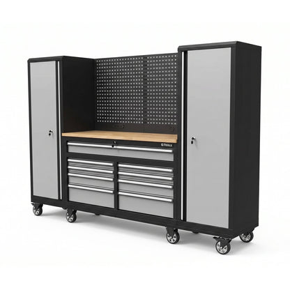 100" Rolling Tool Chest Workstation with Bench Top & Side Lockers
