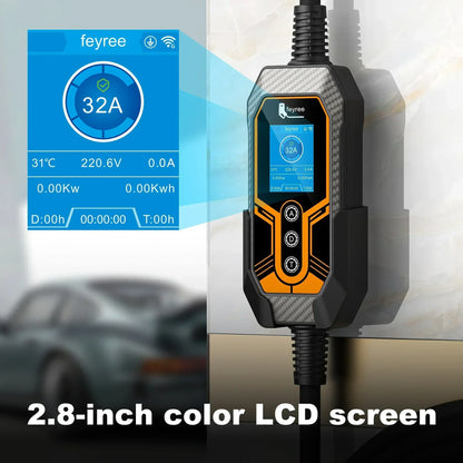 feyree TS-NACS EV Charger | 32A 7KW Portable Charger with APP Control for Tesla