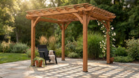 10 Ft. X 10 Ft. Traditional All Cedar Wood Outdoor Patio Pergola Shade Structure — Lifestyle