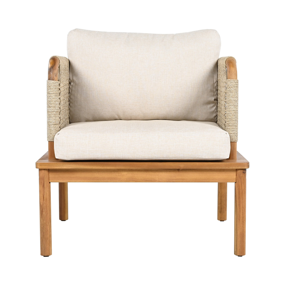 Outdoor 5-Piece Acacia Wood and Rope Patio Sofa Set
