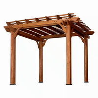 Cedar Wood Pergola Built for Outdoor Shade, 10x10 Traditional Design, All Cedar Construction, Ground Anchors