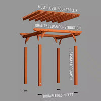 Cedar Wood Pergola Built for Outdoor Shade, 10x10 Traditional Design, All Cedar Construction, Ground Anchors