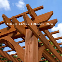 Cedar Wood Pergola Built for Outdoor Shade, 10x10 Traditional Design, All Cedar Construction, Ground Anchors