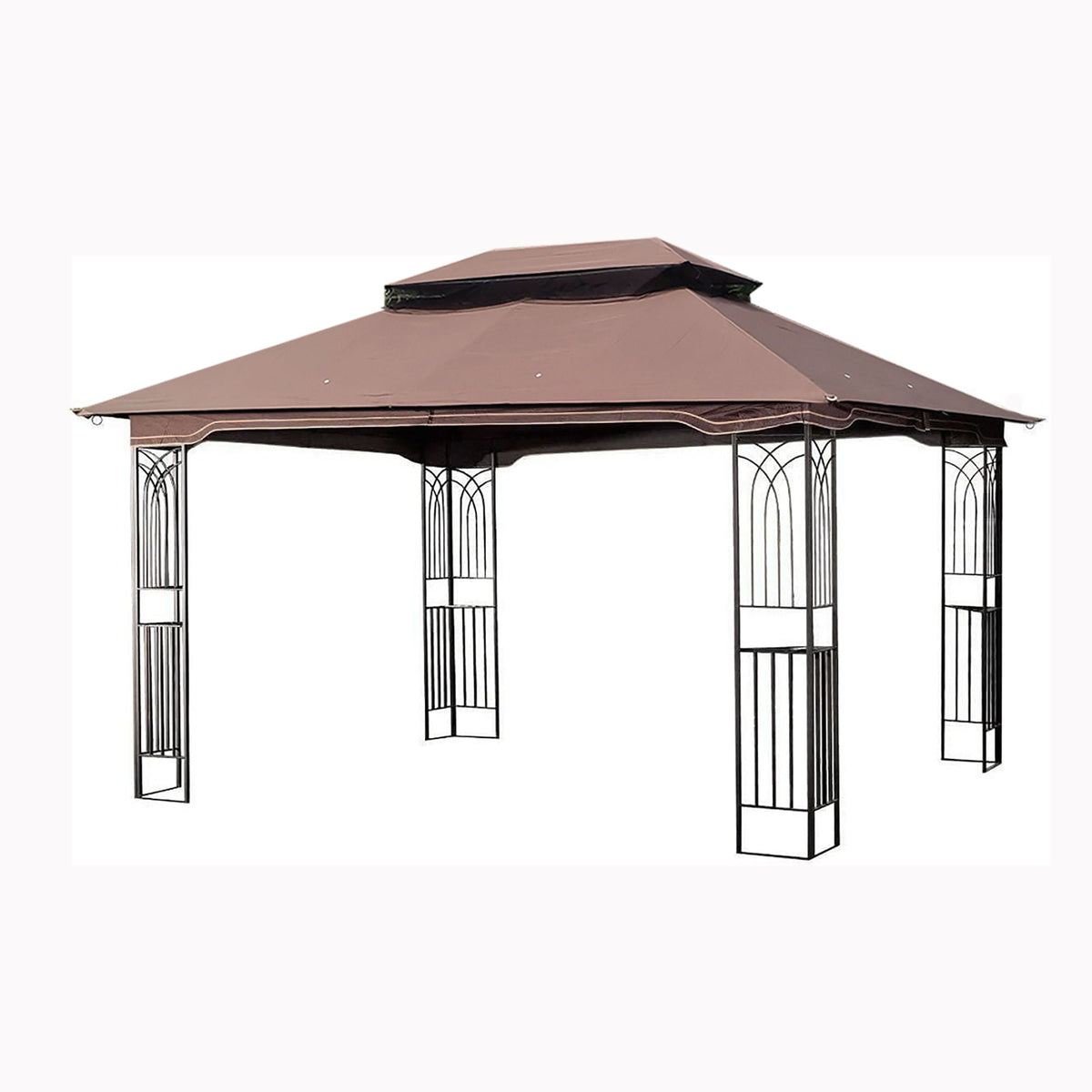 13 0 Outdoor Patio Gazebo Canopy Tent With Ventilated Double Roof And Mosquito Net (Detachable Mesh Screen On All Sides) Suitable For Lawn Garden Backyard And Deck Top - Brown