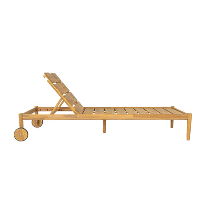 Riviera Outdoor Chaise Lounge with Wheels, Acacia Wood Frame (Set of 2)