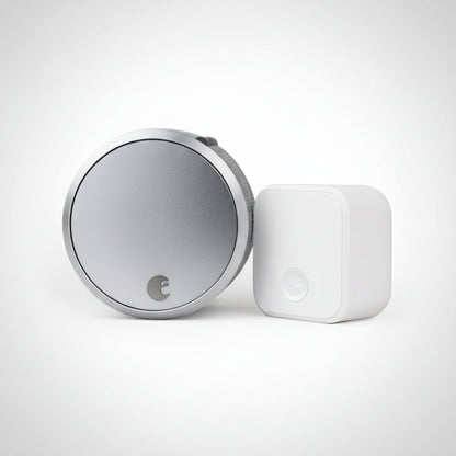 August Home Smart Lock Pro + Connect Hub - Wi-Fi Smart Lock for Keyless Entry - Works with Alexa, Google Assistant, and More – Silver