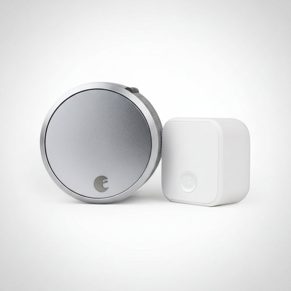 August Home Smart Lock Pro + Connect Hub - Wi-Fi Smart Lock for Keyless Entry - Works with Alexa, Google Assistant, and More – Silver